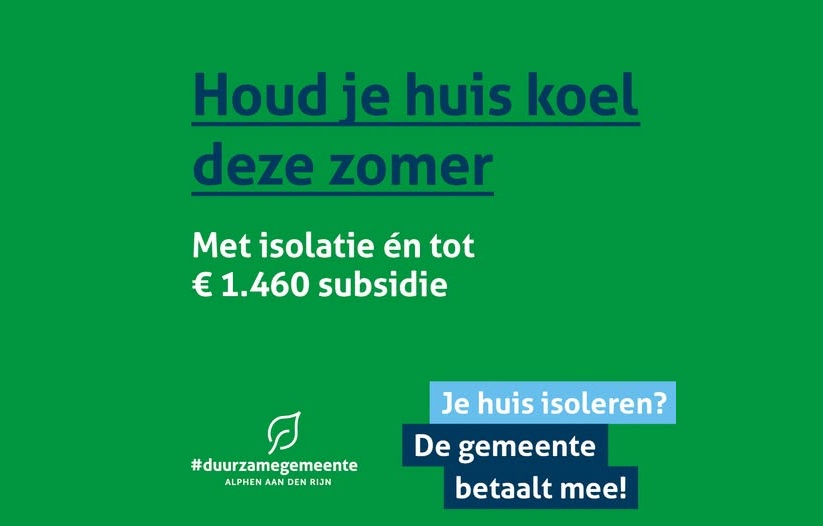 Gemeente wijst inwoners op isolatiesubsidie tijdens warme dagen