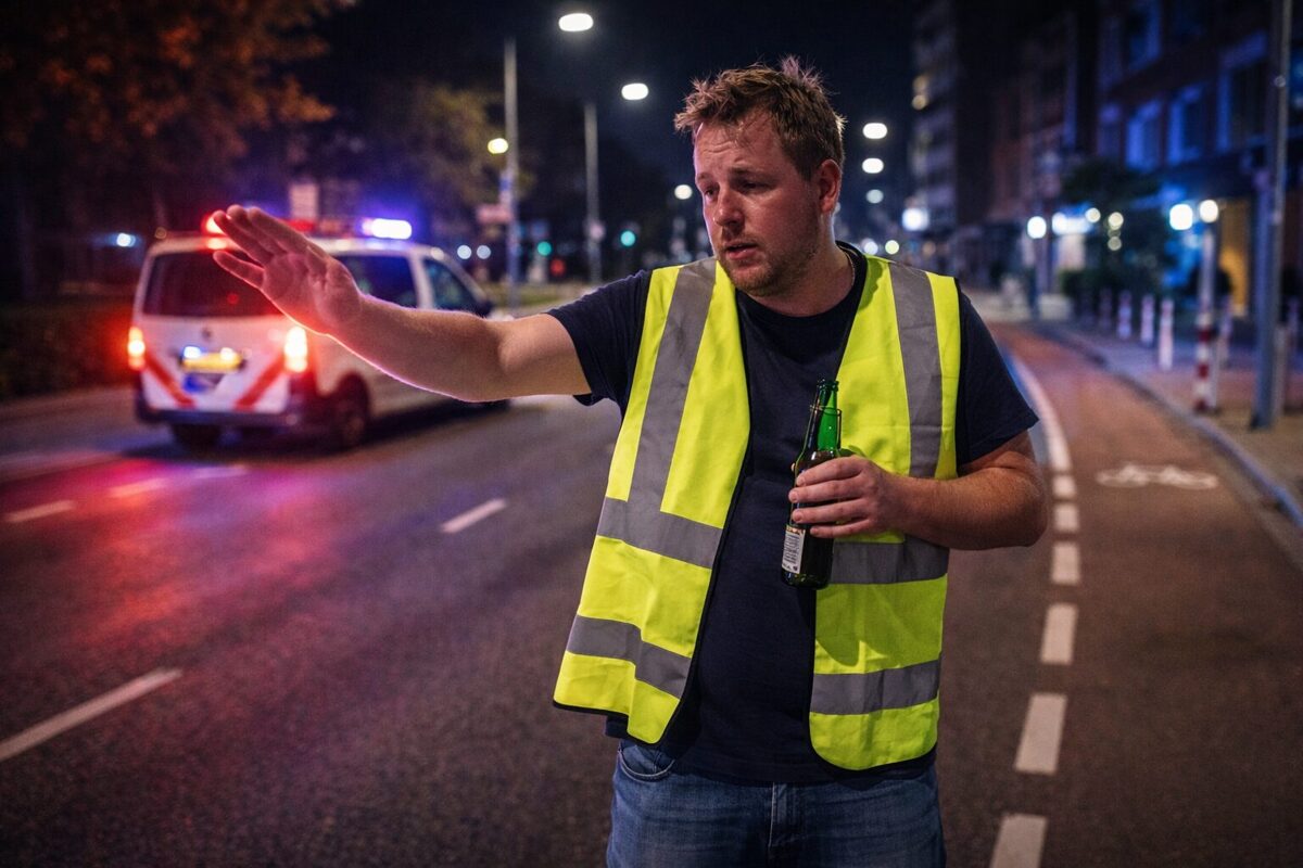 Dronken man speelt ‘verkeersregelaar’ in Alphen aan den Rijn